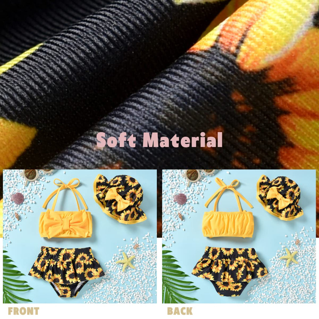 Little Baby Girls Swimsuit Sunflower Bikini Two Pieces Bathing Suit Swimwear Summer Beach Set Yellow 12-18 Months
