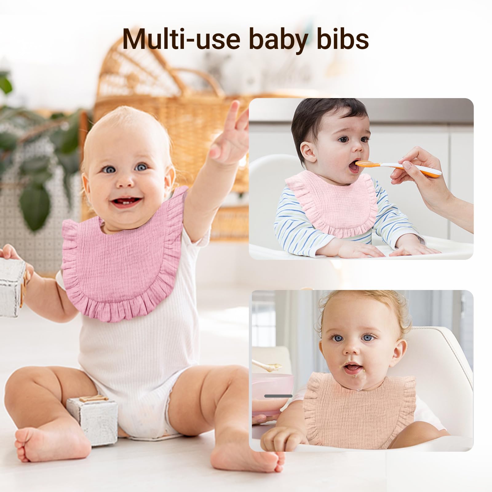 NISXABEBE Baby Muslin Bibs,6 Pcs Drool Bandana Bibs for Baby Girl Drooling and Teething,Soft and Absorbent Cotton for Newborn Toddler