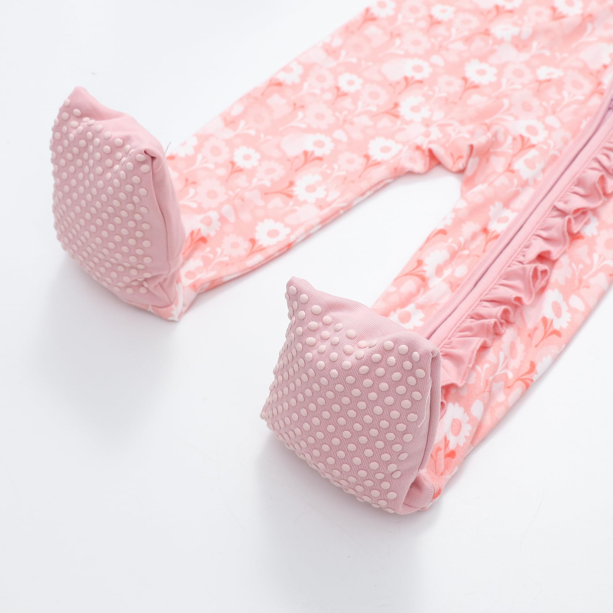 JunNeng Baby Girl Viscose from Bamboo Sleeper Pajamas with Mitten Cuffs 12-18M
