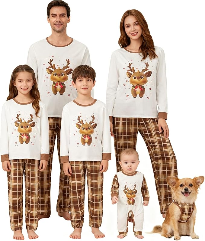 Awoscut Family Christmas Pajamas Matching Pajamas for Family, Xmas PJs Sets Holiday Sleepwear