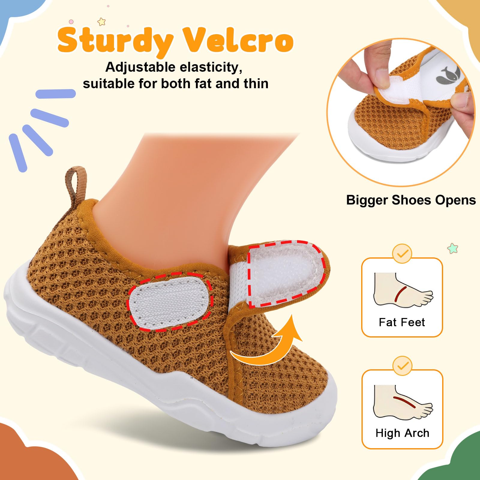 FEETCITY Baby Walking Shoes Boys Girls Infant Shoes Toddler Sneakers Anti-Slip Newborn Crib Shoe Brown