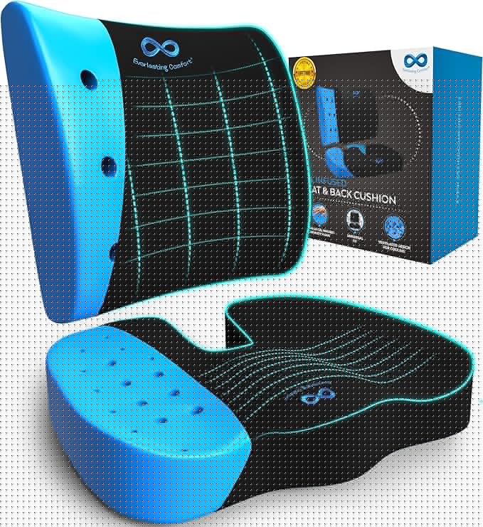 Everlasting Comfort Doctor Recommended Memory Foam Seat Cushion for Office Chairs & Car Seat - Ergonomic Office Desk Accessories for Tailbone Pain Relief, Sciatica & Back Support