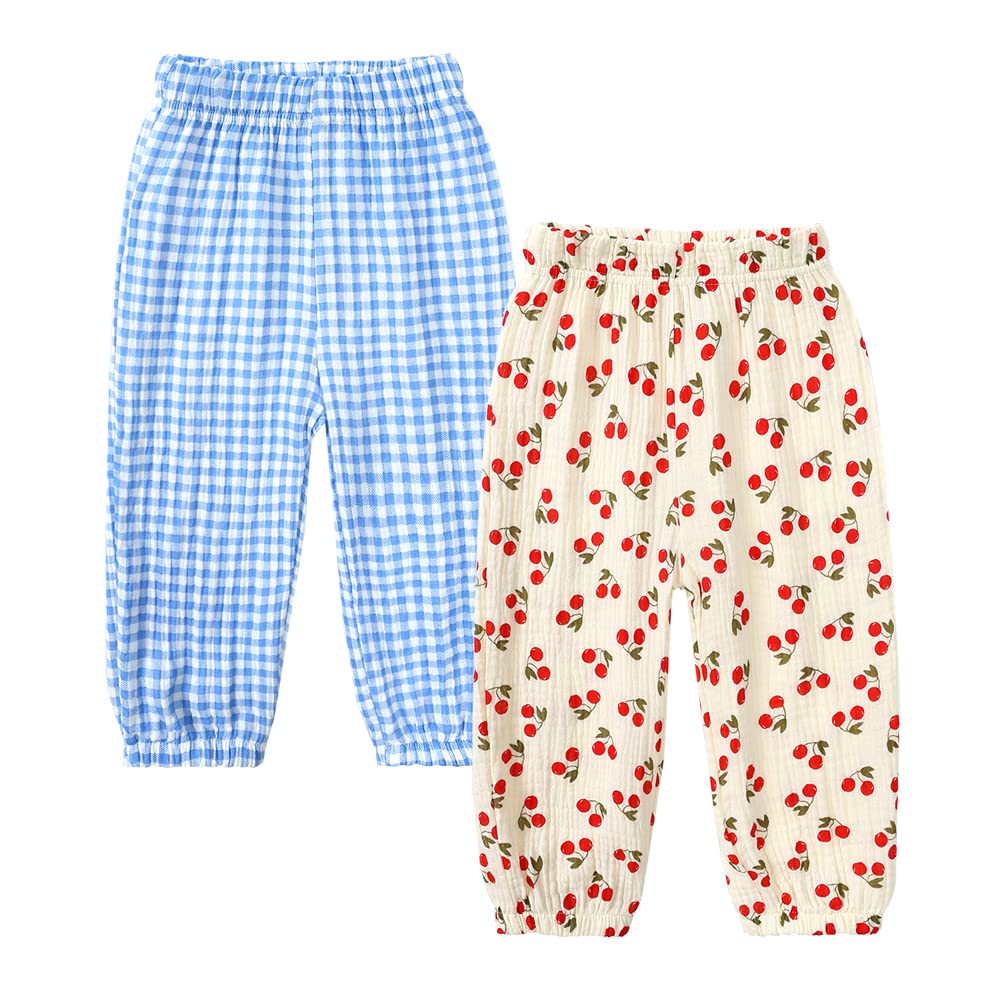 MYGBCPJS Baby Boys Girls 3 Pack Cotton Linen Long Bloomers Ankle Length Trousers Kids Lightweight Elastic Waist Harem Pants