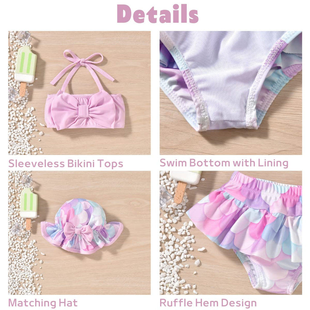 Toddler Baby Girls Swimsuit Mermaid Bikini Two Pieces Bathing Suit Swimwear Summer Beach Set Blue 18-24 Months