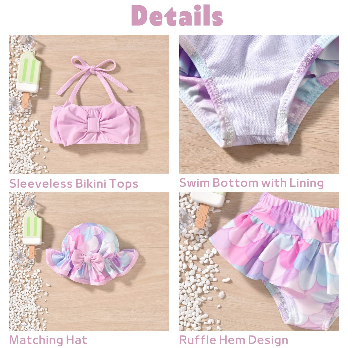 Toddler Baby Girls Swimsuit Mermaid Bikini Two Pieces Bathing Suit Swimwear Summer Beach Set Blue 18-24 Months