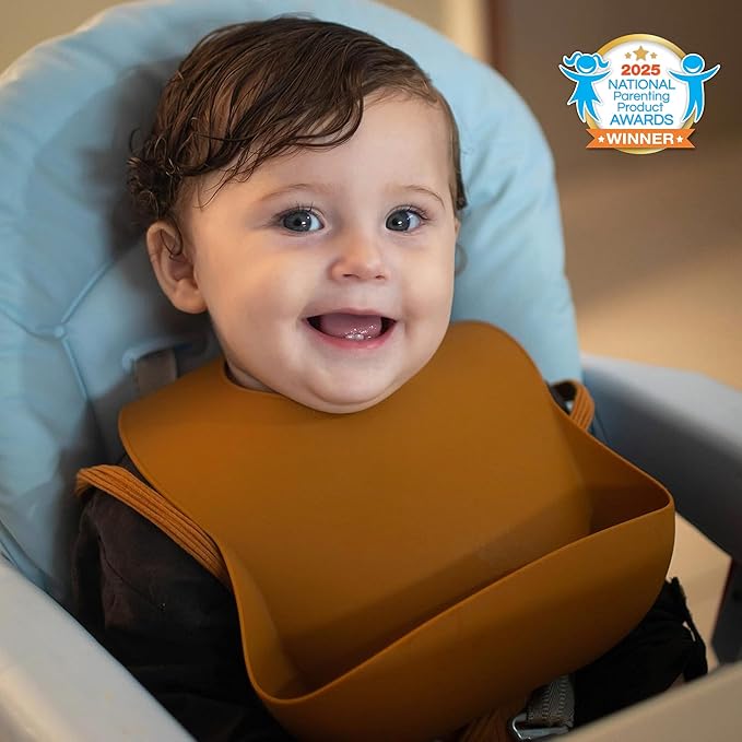 Moonkie Silicone Baby Bibs Set Of 2, BPA Free Soft Adjustable Fit Waterproof Feeding Bibs for Babies and Toddlers(Ether/Sage)