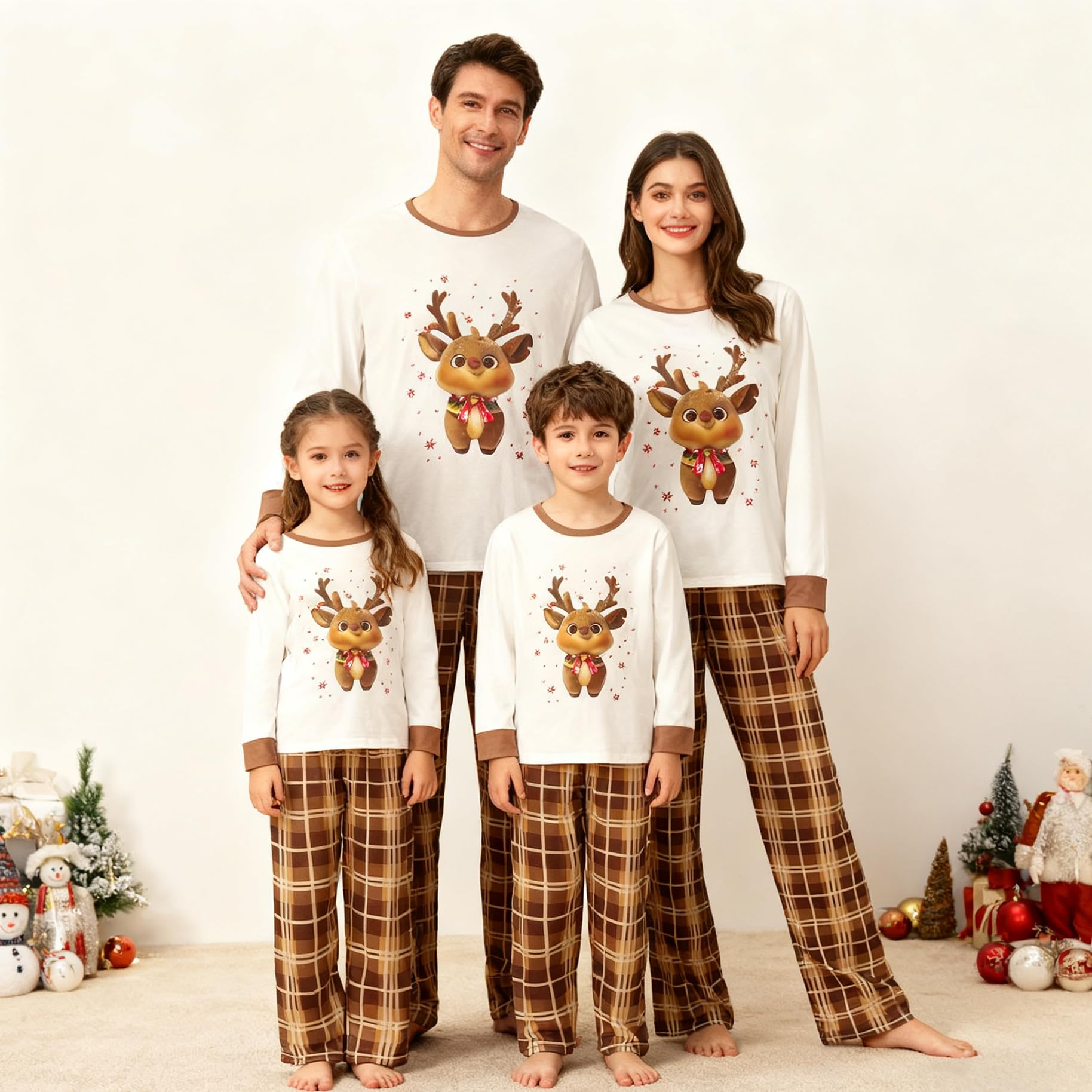 Awoscut Family Christmas Pajamas Matching Pajamas for Family, Xmas PJs Sets Holiday Sleepwear (on-19, Dad, 2XL)