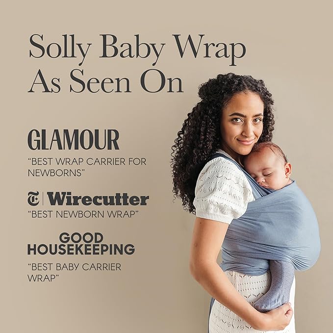 Solly Baby Wrap, Buttery-Soft Baby Carrier Newborn to Toddler 8-25 Lbs., Lightweight & Hands-Free Infant Wrap, Breathable Carrier, Baby Wearing & Postpartum Essential, New Mom Gift, Charcoal Toile