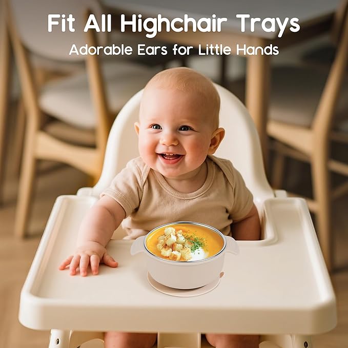 Bella's Friends Stainless Steel and Silicone Baby Bowls with Suction 3 Pack, 4.3” for Toddlers Kids Feeding, Non-Slip, Non-Toxic, Mess-Free, Dishwasher Safe, Fit High Chair Size, blue dark blue gray
