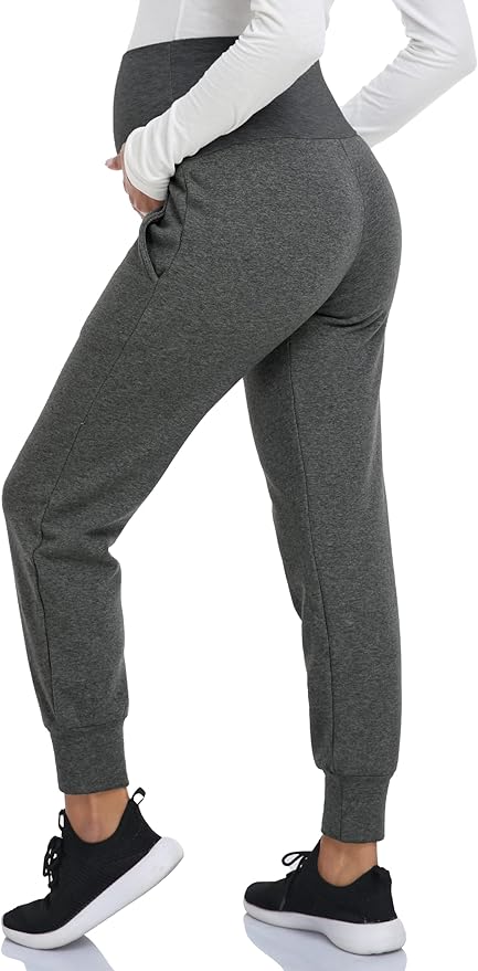 AMPOSH Women's Maternity Pants Stretchy Lounge Workout Pants Casual Loose Comfy Pregnancy Joggers with Pockets