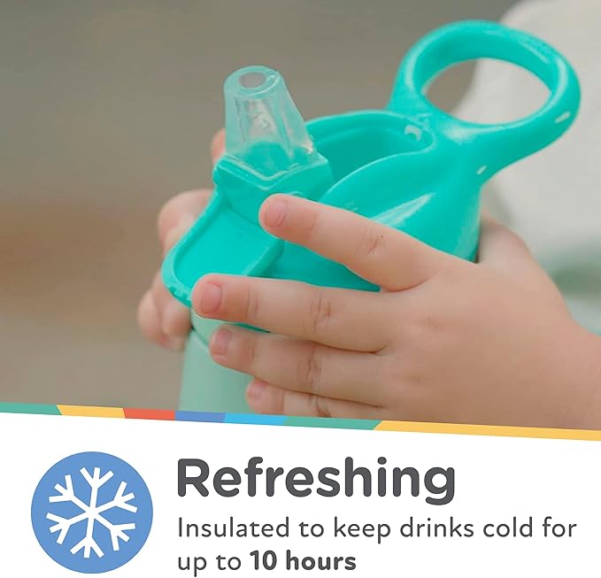 Nuby Thirsty Kids No Spill Flip-It Reflex Stainless Steel Travel Cup or Water Bottle - 10 Oz - 18+ Months - Blue - Back to School Essentials (Pack of 12)