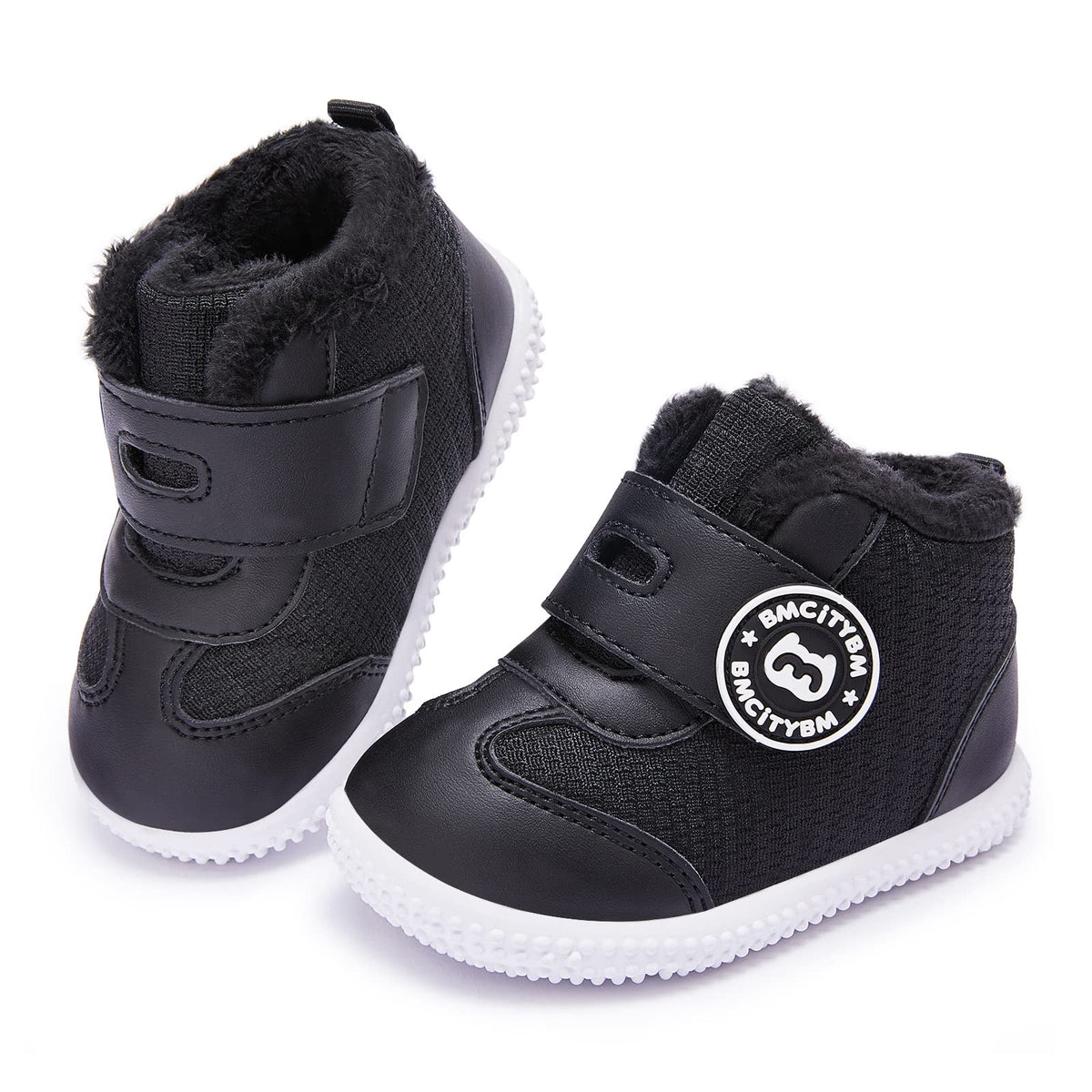 BMCiTYBM Baby Snow Boots Waterproof Infant Boy Girl Winter Booties Nonslip Lightweight Outdoor Warm Shoes for Cold Weather 6 9 12 18 24 Months Black Size 6-12 Months Toddler