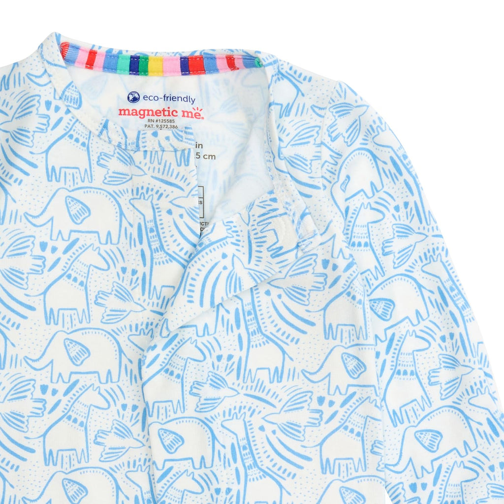 Magnetic Me Boys Modal Magnetic Baby Footie Pajamas | Silky Soft Modal Fabric | Blue Herds of a Feather | 6-9 Months