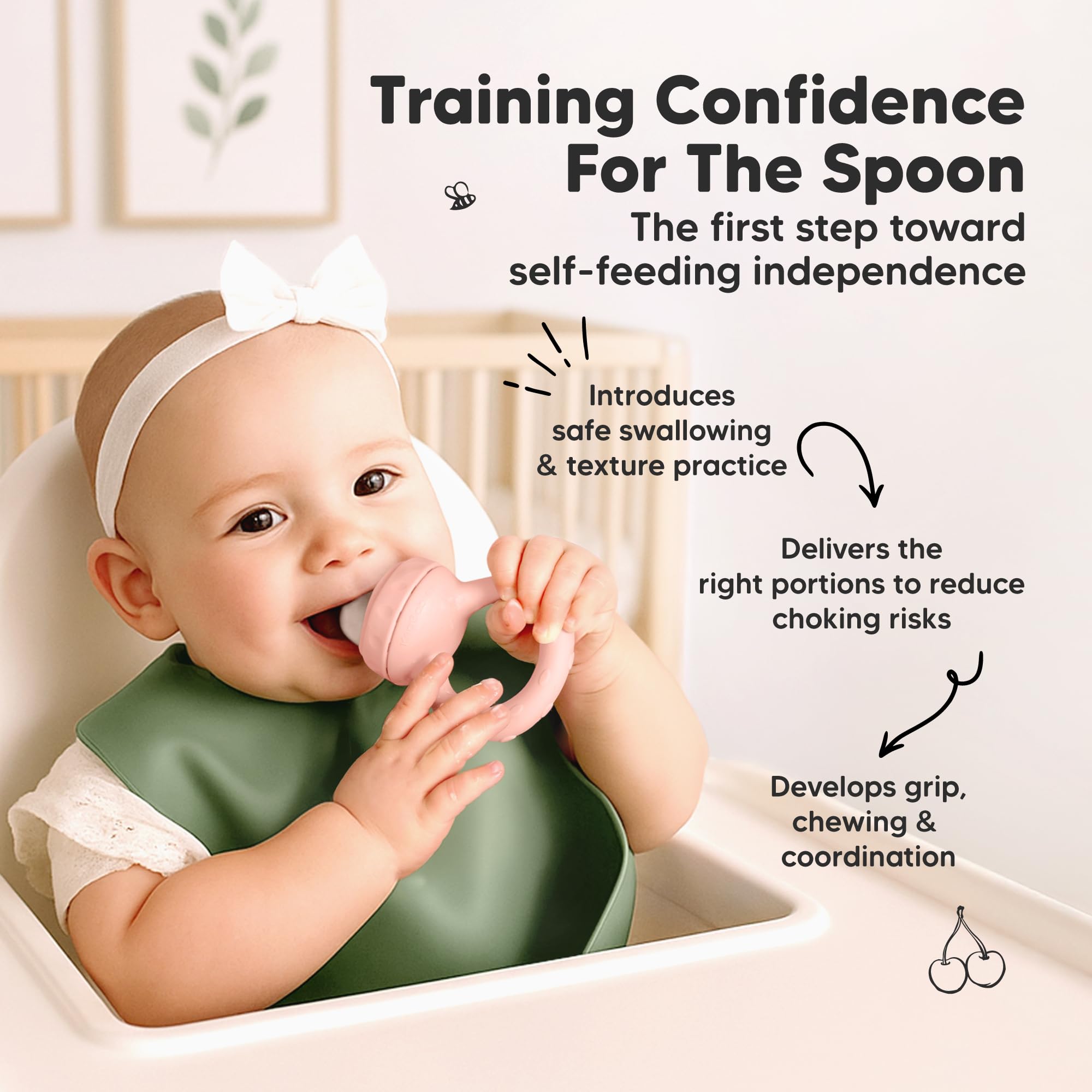 KeaBabies Baby Fruit Feeder 2pk, Silicone Baby Food Feeder,BPA-Free (Peace)
