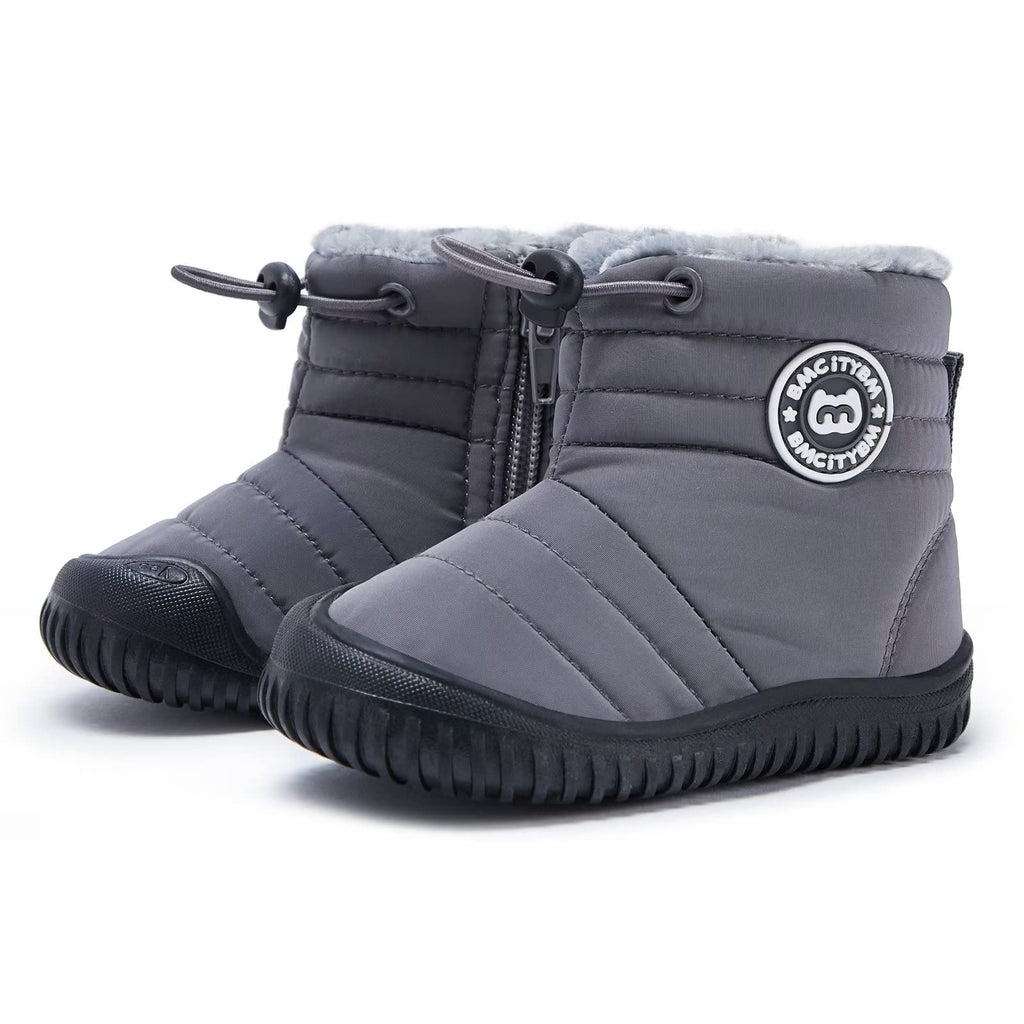 BMCiTYBM Baby Snow Boots Boys Girls Winter Infant Shoes Non Slip 6 9 12 18 24 Months Faux Fur Grey Size 6-12 Months Infant