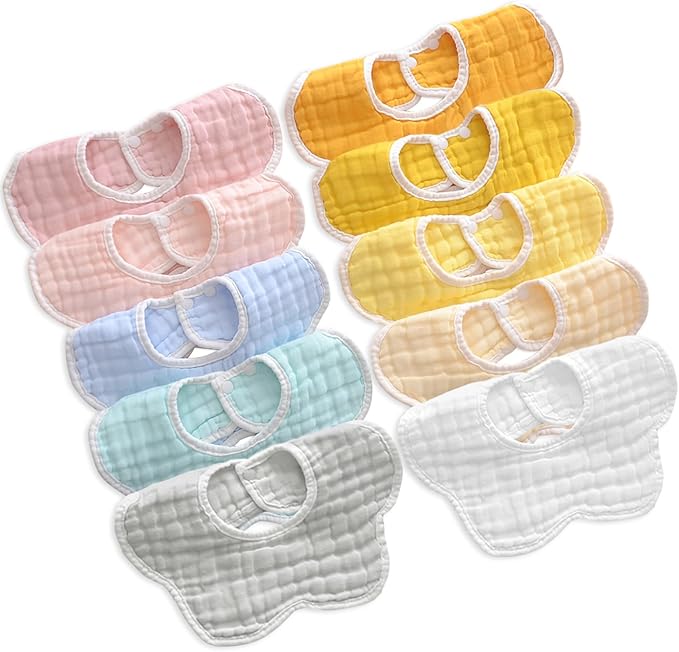 Baby Bibs Muslin Bibs for Baby Girl Boy for Drooling and Teething 10 Pack