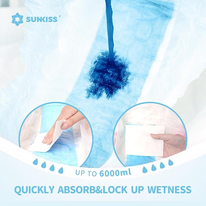 SUNKISS Masterpiece Adult Diapers with Tabs, Unisex Disposable Incontinence Briefs for Women and Men, Odor Control, Blue, L/XL, 40 Count