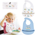 BEBE FAVOUR 2 Pack Silicone Baby Bibs With Adjustable Fit Waterproof
