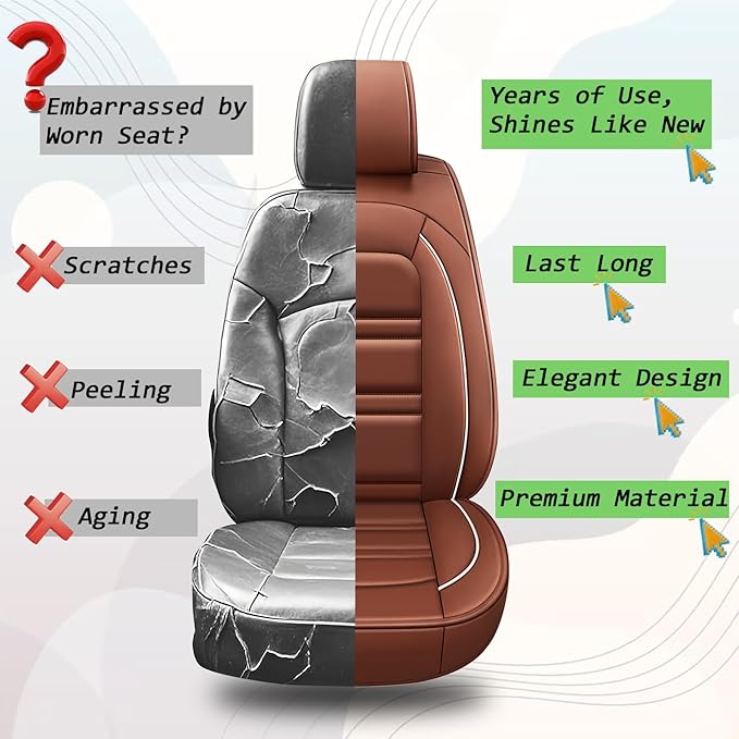 Seat Cover for Chrysler Car Town and Country 2000-2016 | Car Seat Covers Front Seats, Waterproof Seat Protectors, Automotive Front Seat Covers (Front Seat, Coffee)
