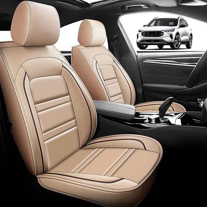 Seat Cover for Ford Escape 2001-2025 | Car Seat Covers Front Seats, Waterproof Seat Protectors, Automotive Front Seat Covers (Front Seat, Beige)