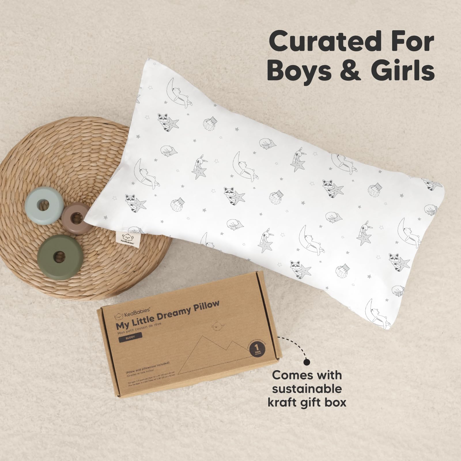 Toddler Pillow with Pillowcase, 10x18 My Little Dreamy Pillow (Slumber)