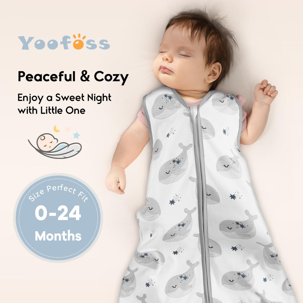 Yoofoss Baby Sleep Sack 12-18 Months 0.5 Tog Wearable Blanket for Baby, 3 Pack 100% Organic Cotton Infant Toddler Sleeping Sack 2-Way Zipper Lightweight Sleep Sack
