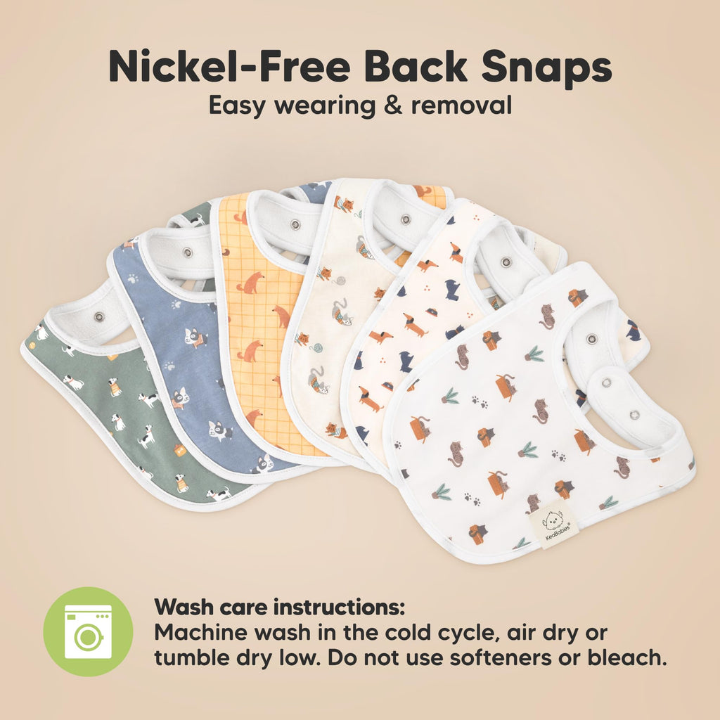 KeaBabies 8-Pack Organic Baby Bibs for Drooling and Teething (Pets & Paws)