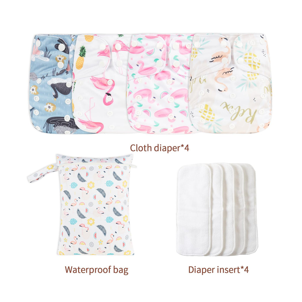 HappyFlute 9 Sets Newborn Baby Cloth Pocket Diapers Adjustable Reusable