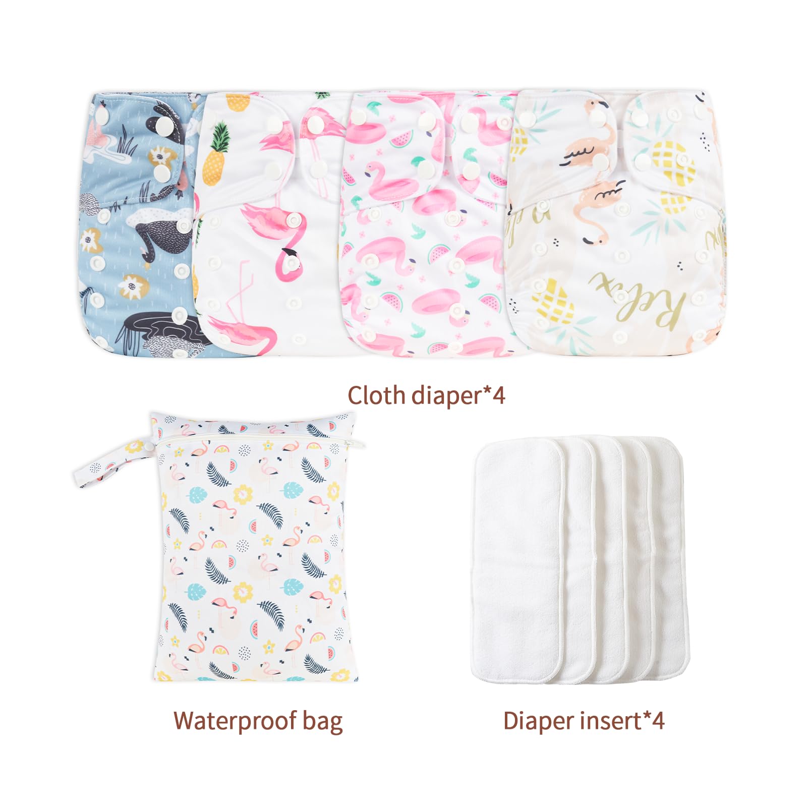 HappyFlute 9 Sets Newborn Baby Cloth Pocket Diapers Adjustable Reusable