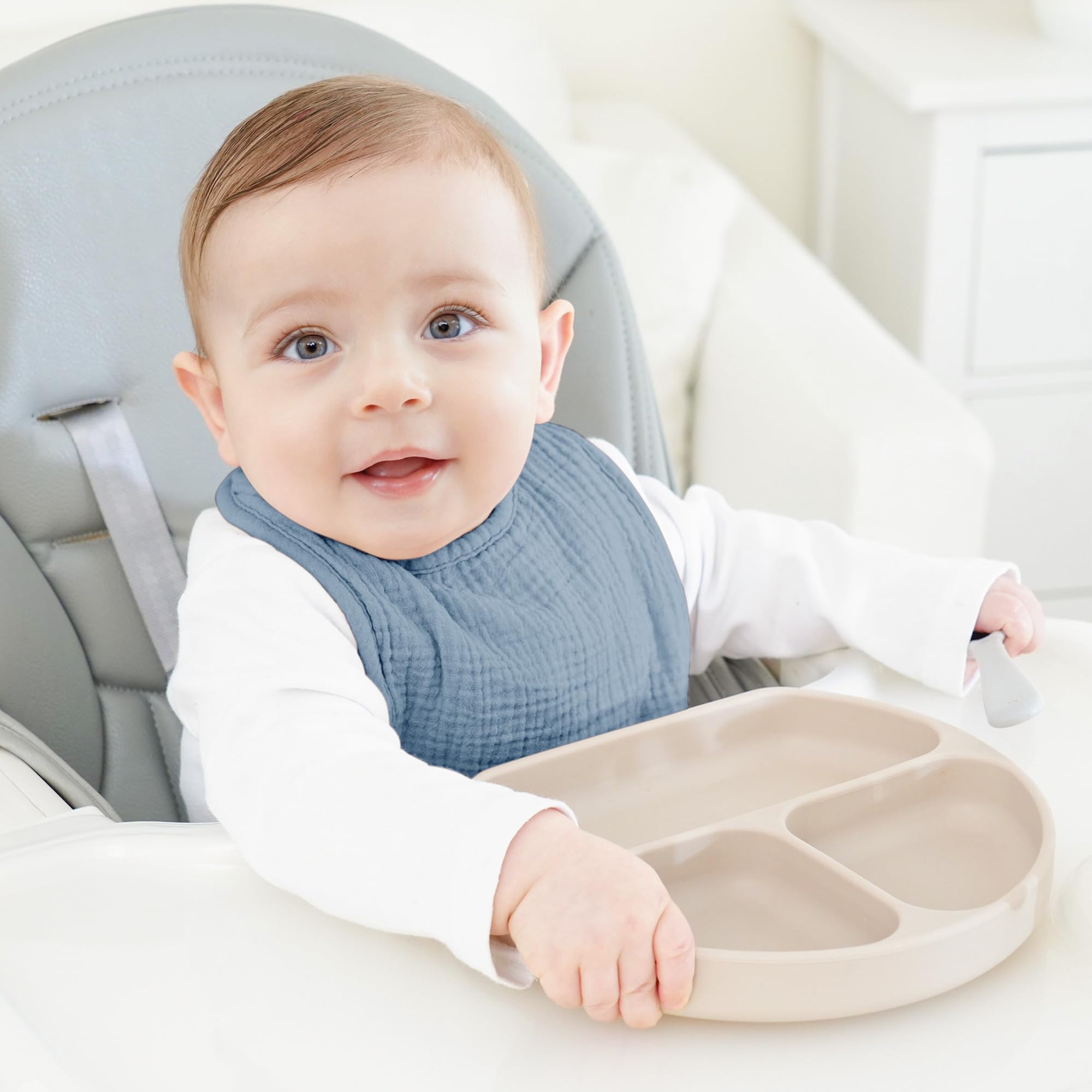 Bearmoss Baby Bibs for Drooling and Teething 100% Cotton Muslin Bibs