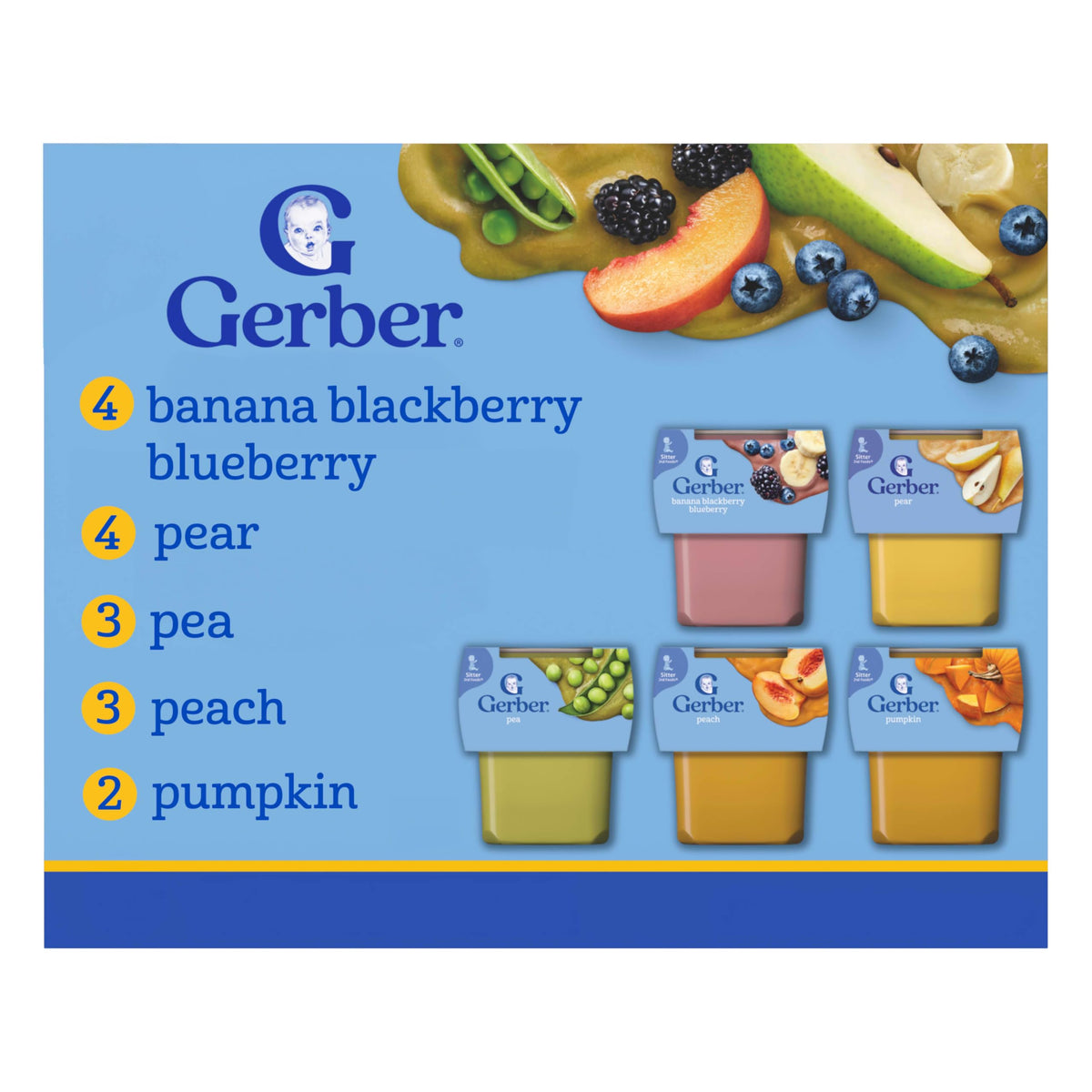 Gerber Stage 2 Super Blend Baby Food Variety Pack, 4 Oz, 32 Pack