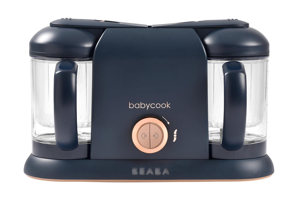 BEABA Babycook Duo 4 in 1 Baby Food Maker, Puree Steamer and Blender for Purees, Grinder with Auto Steam Cooking, Lrg 9.1 Cup Capacity, Makes 54 Servings in 20 Mins, Midnight