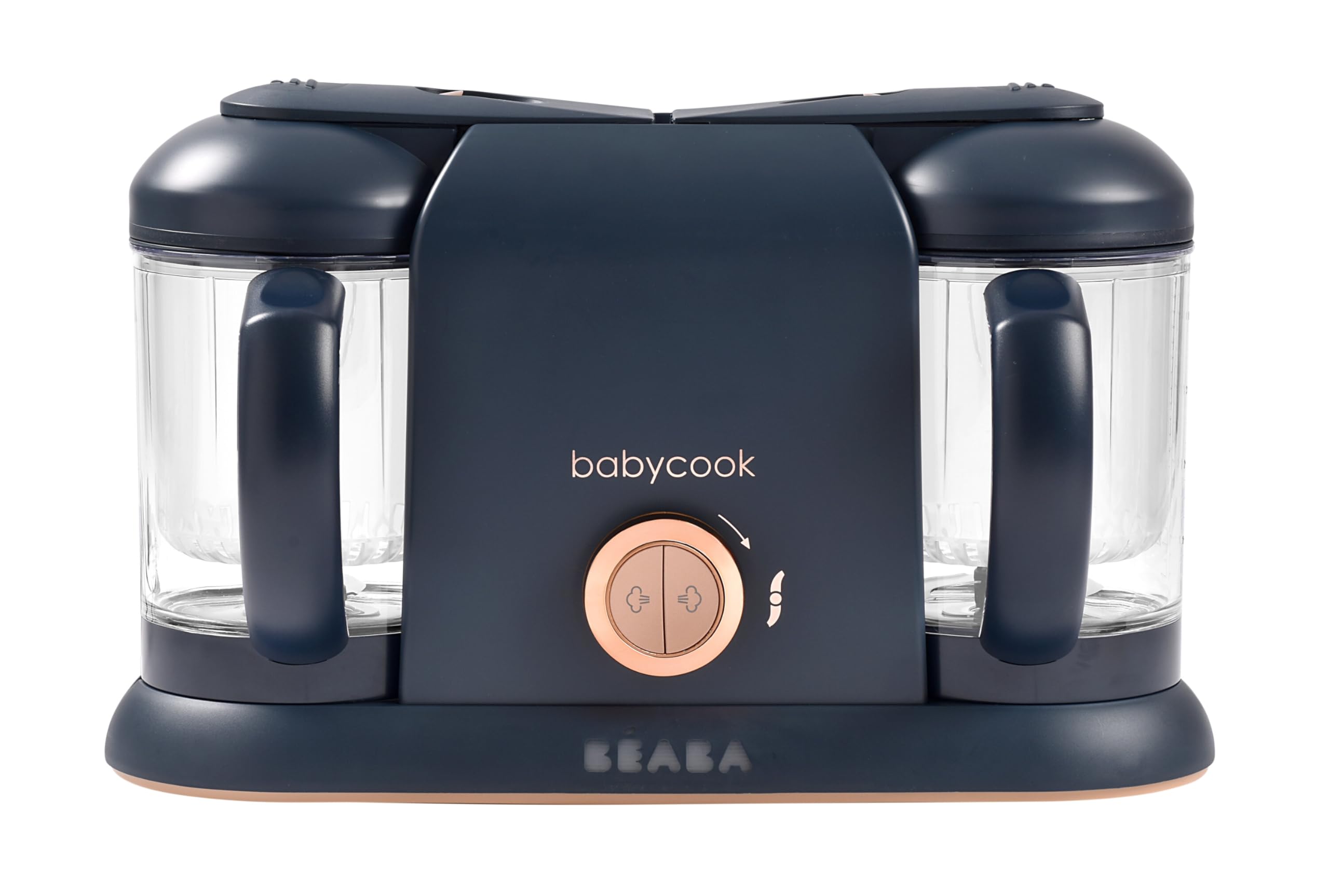 BEABA Babycook Duo 4 in 1 Baby Food Maker, Puree Steamer and Blender for Purees, Grinder with Auto Steam Cooking, Lrg 9.1 Cup Capacity, Makes 54 Servings in 20 Mins, Midnight