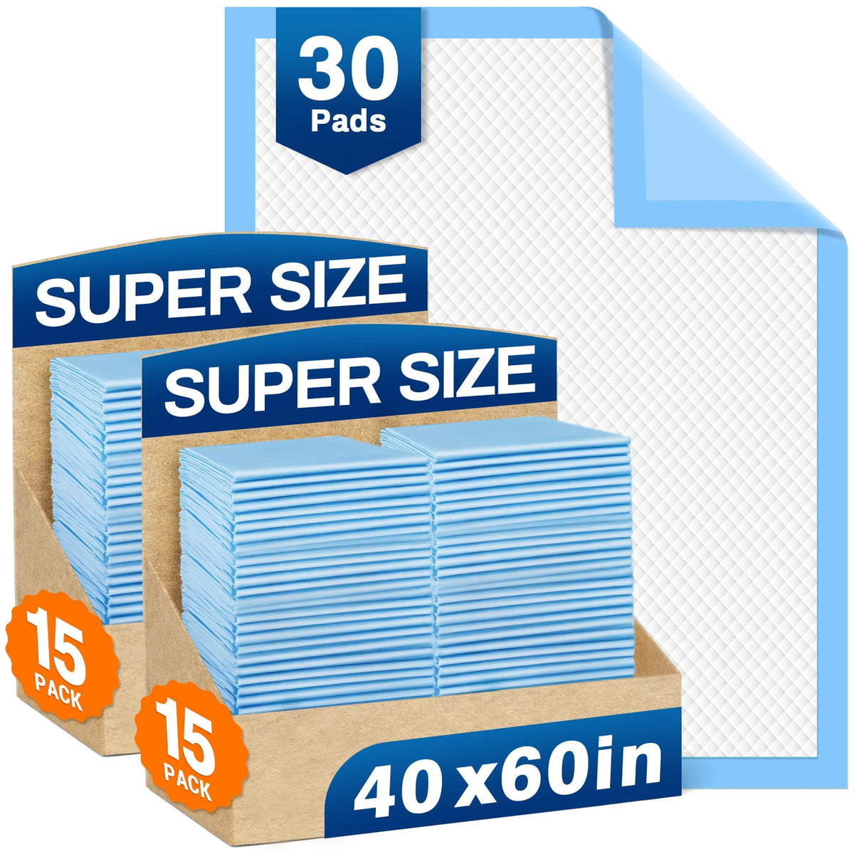 MILDPLUS Disposable Bed Pads 40"X40" Extra Large Pee Pads for Incontinence 140 Gram Heavy Duty Super Absorbent Underpads Waterproof Chucks Pads for Adults, Elderly or Pets [100x100CM, 25pcs]