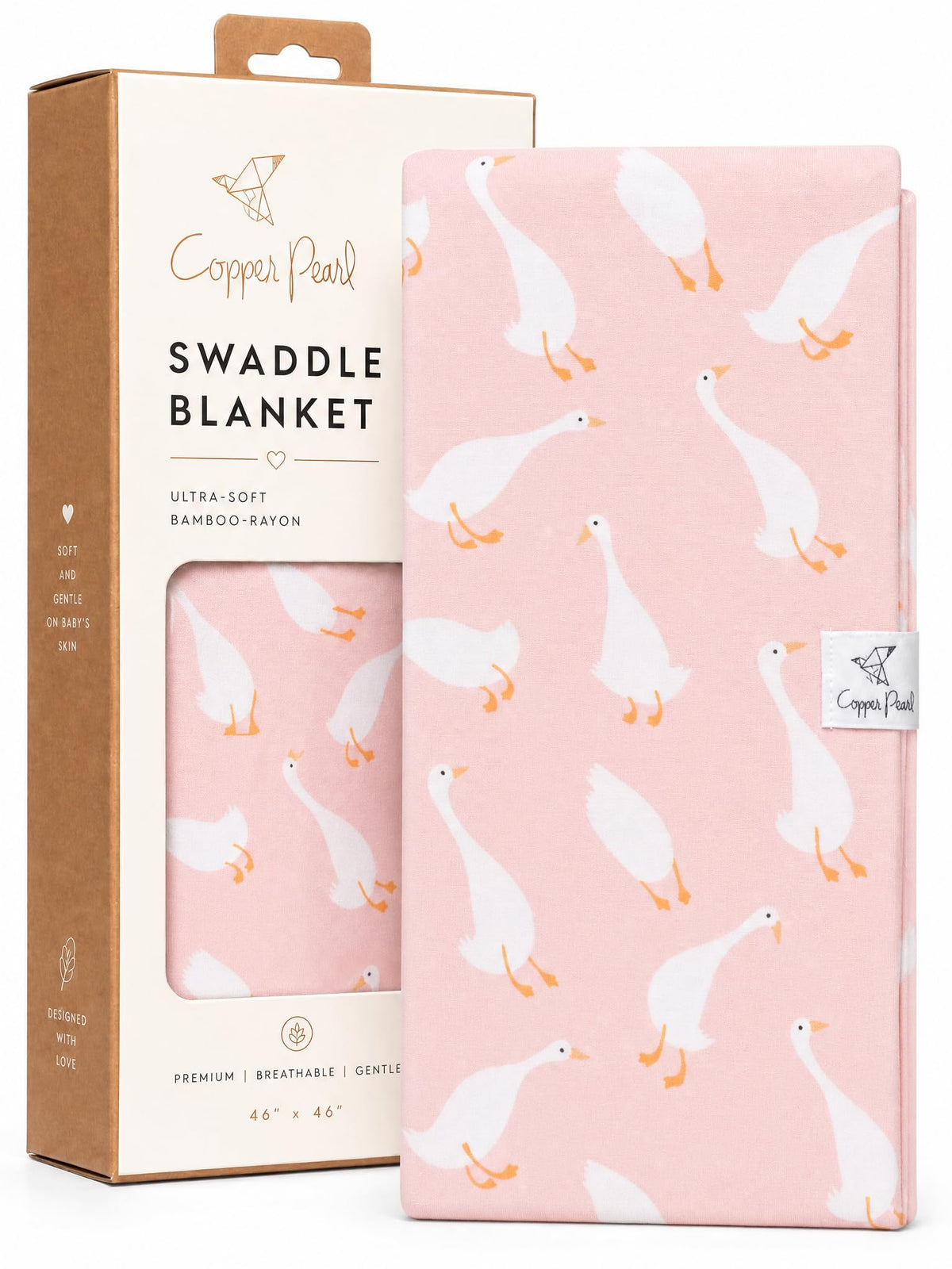 Copper Pearl Swaddle Blankets for Newborns | Soft Stretchy Receiving Blankets for Boys and Girls | Large 46 x 46 Inch Baby Blankets | Lightweight and Breathable Swaddles | Strawberry