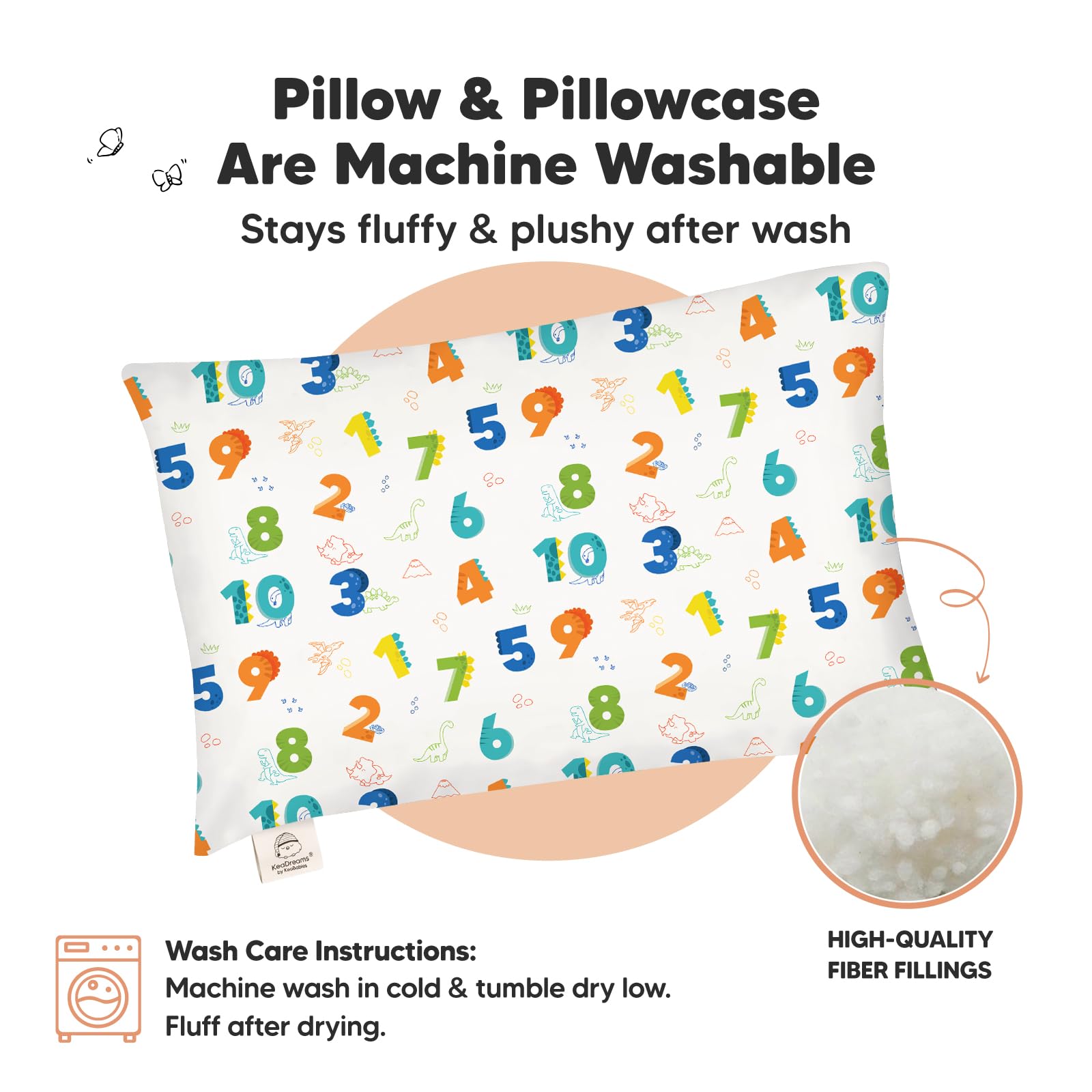 Toddler Pillow with Pillowcase, 13x18 My Little Dreamy Pillow (Dino123)