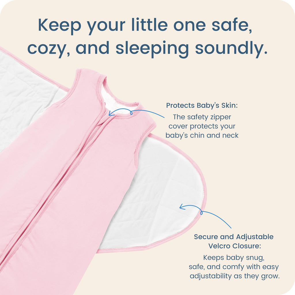 TOTBASIC Baby Swaddle Blanket 6-12 Months, 1.0 TOG 3-Way Adjustable Baby Sleep Sack, Blush