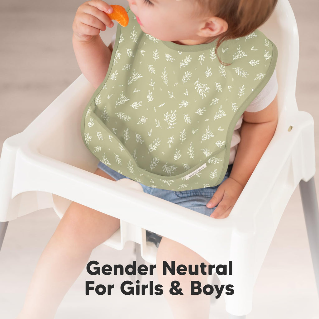 KeaBabies 3-Pack Waterproof Baby Bibs for Eating, Lightweight (Beach Day)