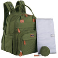 BabbleRoo Extra Large Diaper Bag Backpack, Expandable Baby Bag with Up to 50% More Capacity - Travel Essentials Baby Bag Tote with Changing Pad, Stroller Straps & Pacifier Case - Unisex, Forest Green