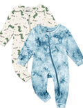 Jimonda Baby Girl Boys Bamboo Rayon Pajamas,Footless Pjs(Dinos&Blue,18-24 M)
