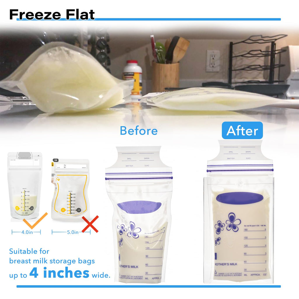 Ugotfeels 2 Pack Breastmilk Storage Bags Container with Freezer Flattener