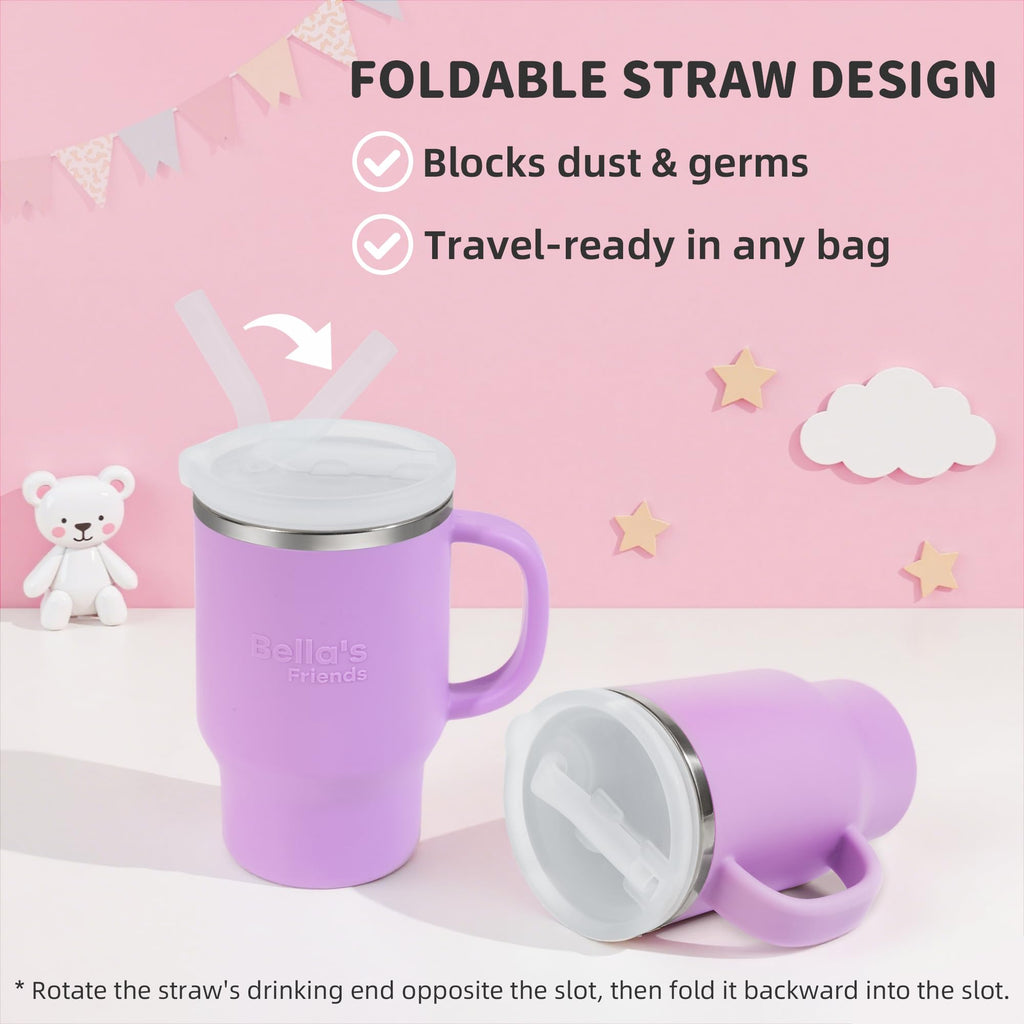 Sippy Cups for Toddlers 1-3, Spill-Proof 9oz Stainless Steel Toddler Tumbler with Handle, Leak‑Proof Baby Straw Cups, My First Tumbler, Birthday Gifts for 1 Year Old Girls Boys, BPA-Free, 2 Pack