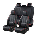 Coverado Car Seat Covers Full Set, Seat Covers for Cars, Black Car Seat Protector Waterproof, Nappa Leather Car Seat Cushion, Car Seat Covers Front Seats and Back Fit for Most Cars