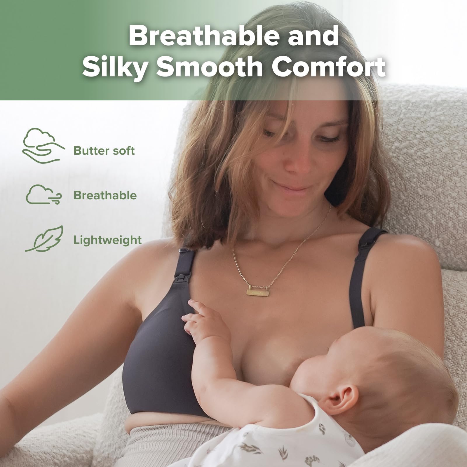 haakaa Nursing Bras for Breastfeeding, Ultra Comfort Jelly Strip“ Supportive Maternity Bras Wireless Pregnancy Bras (Black, XL)