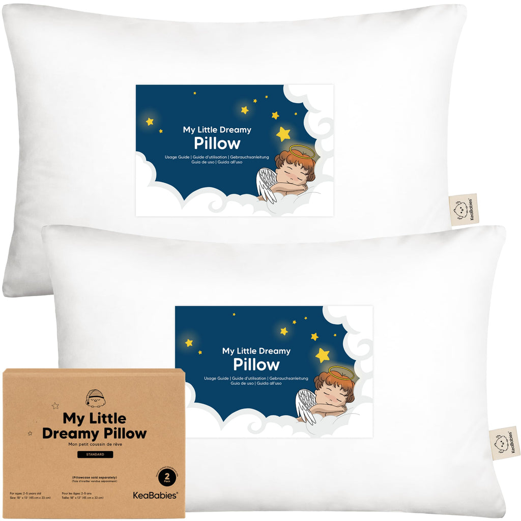 KeaBabies 2pk Toddler Pillows 2 Year Old to 5,13x18 Kids Pillow(Soft White)