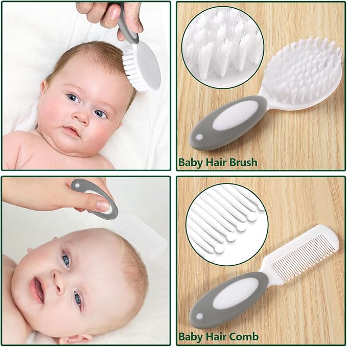 Baby Healthcare and Grooming Kit for Newborn Kids, 24PCS Upgraded Safety Baby Care Kit, Newborn Nursery Health Care Set, Baby Care Product (Grey White)