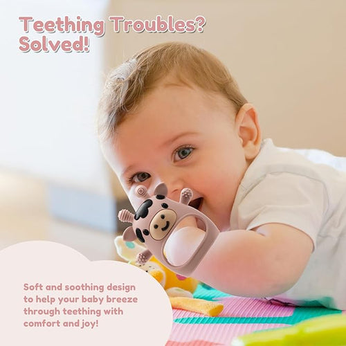 2 Pack Baby Teething Toys 3-6 6-12 Months, Silicone Teether Mittens