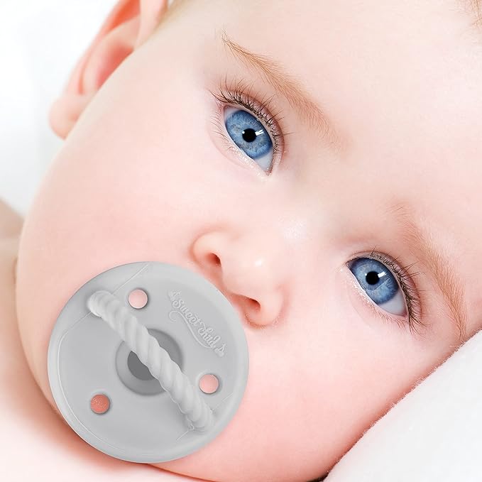 Sweet Child Pacifiers 0-18 Months, Set of 6 Ultra-Light Silicone Binkies with Collapsible Handle & 3 Air Holes for Added Safety, Best Newborn Pacifiers for Baby Boys Or Girls