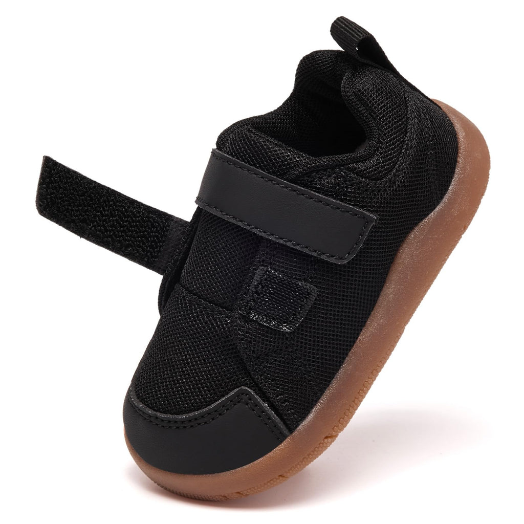 MORENDL Toddler Shoes Baby Wide Toe Box Barefoot Shoes Boy Girl Walking Shoes Non-Slip Minimalist Sneakers Comfort Zero Drop Tennis Outdoor Activities BlackMesh 12-15 Months