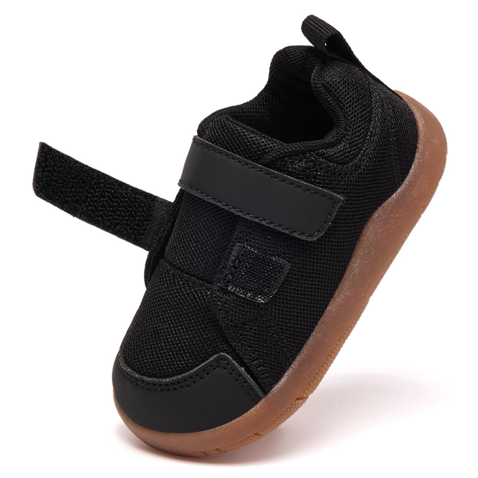 MORENDL Toddler Shoes Baby Wide Toe Box Barefoot Shoes Boy Girl Walking Shoes Non-Slip Minimalist Sneakers Comfort Zero Drop Tennis Outdoor Activities BlackMesh 12-15 Months